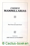 Fearn, B. and Pearcy, L. - Choice Mammillarias (1986)